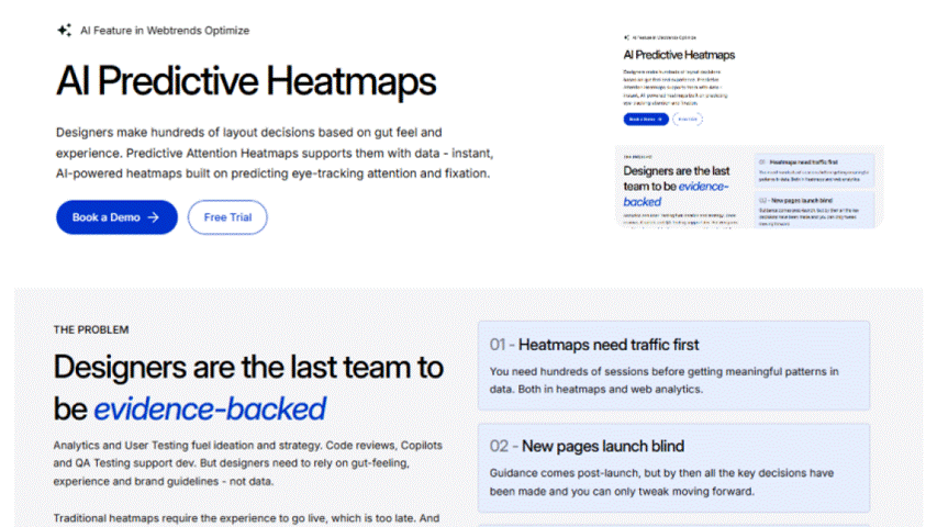 Predictive attention heatmap, overlaid on this web page