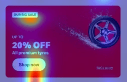 Predictive attention heatmap, overlaid on the Halfords website.