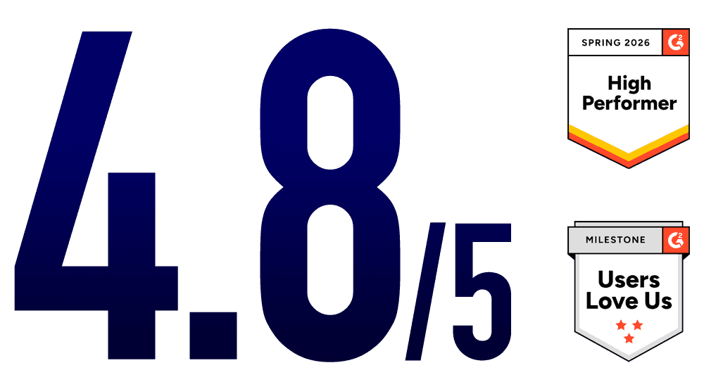 Webtrends Optimize's 4.8 out of 5 G2 rating and 2 G2 badges earned